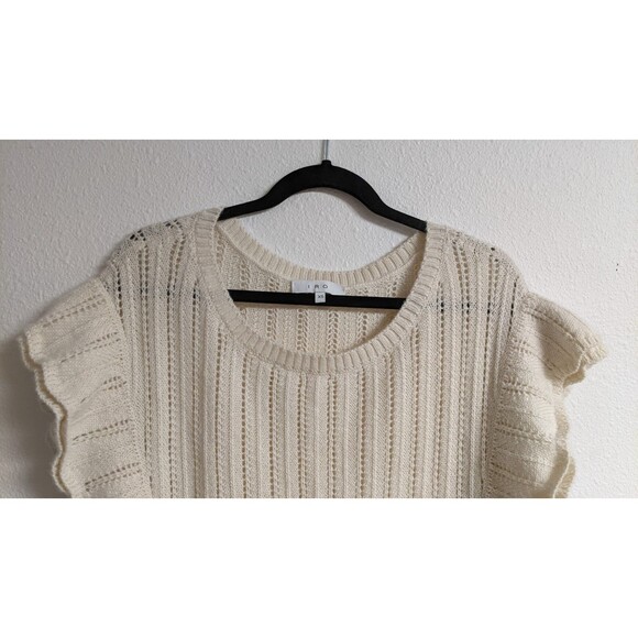 Gorgeous IRO "Dafgan" Cream Ruffle Sleeve Alpaca/Wool Blend Open Knit Sweater XS - Picture 5 of 11